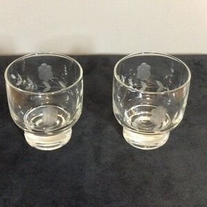 Vintage 80s Princess House Heritage 2 small Crystal tumbler glasses